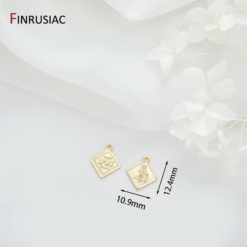 

14K Gold Plated Brass Square Heart Shape Charm Pendant Jewelry Making,DIY Necklaces Earrings Bracelet Making Dijes Accessories 2 pieces
