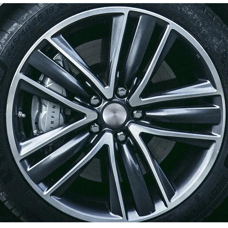 Car Sticker Tesla 4Pcs Car Wheel Hub Center Cap Sticker Metal Decals Accessories For Tesla Model 3 Model S X Y Cybertruck Roadst