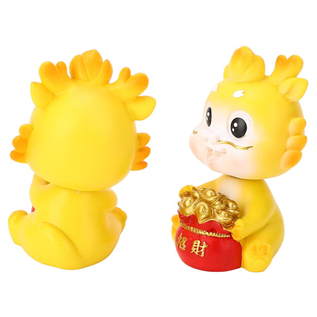 2pcs Zodiac Dragon Ornaments Resin Chinese New Year Dragon Figurines Hand Painting Shaking Dragon St