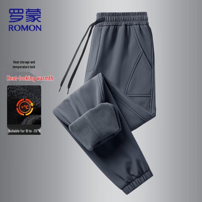 ROMON Men's Warm Fleece-Lined Casual Trousers