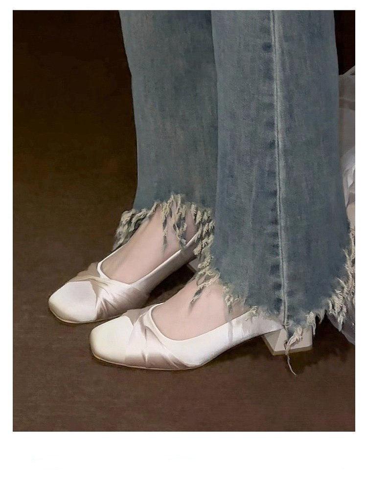 Thick Heel Light Mouth Single Shoes Women's Autumn 2025 New Late Evening Wind Gentle Shoes Satin with Skirt Women's Shoes