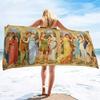 Figure Oil Painting Beach Towel,Travel Towel for Boys & Girls,Quick-Dry & Super Absorbent Beach Blanket for Bath, Pool, Camping