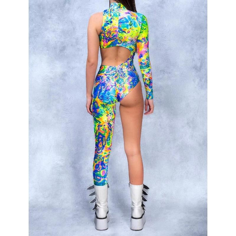 Women 3D Digital Printing Halloween Cosplay Tights Jumpsuit Adult One-piece Carnival Party Stage Show Dance Costume Outfit