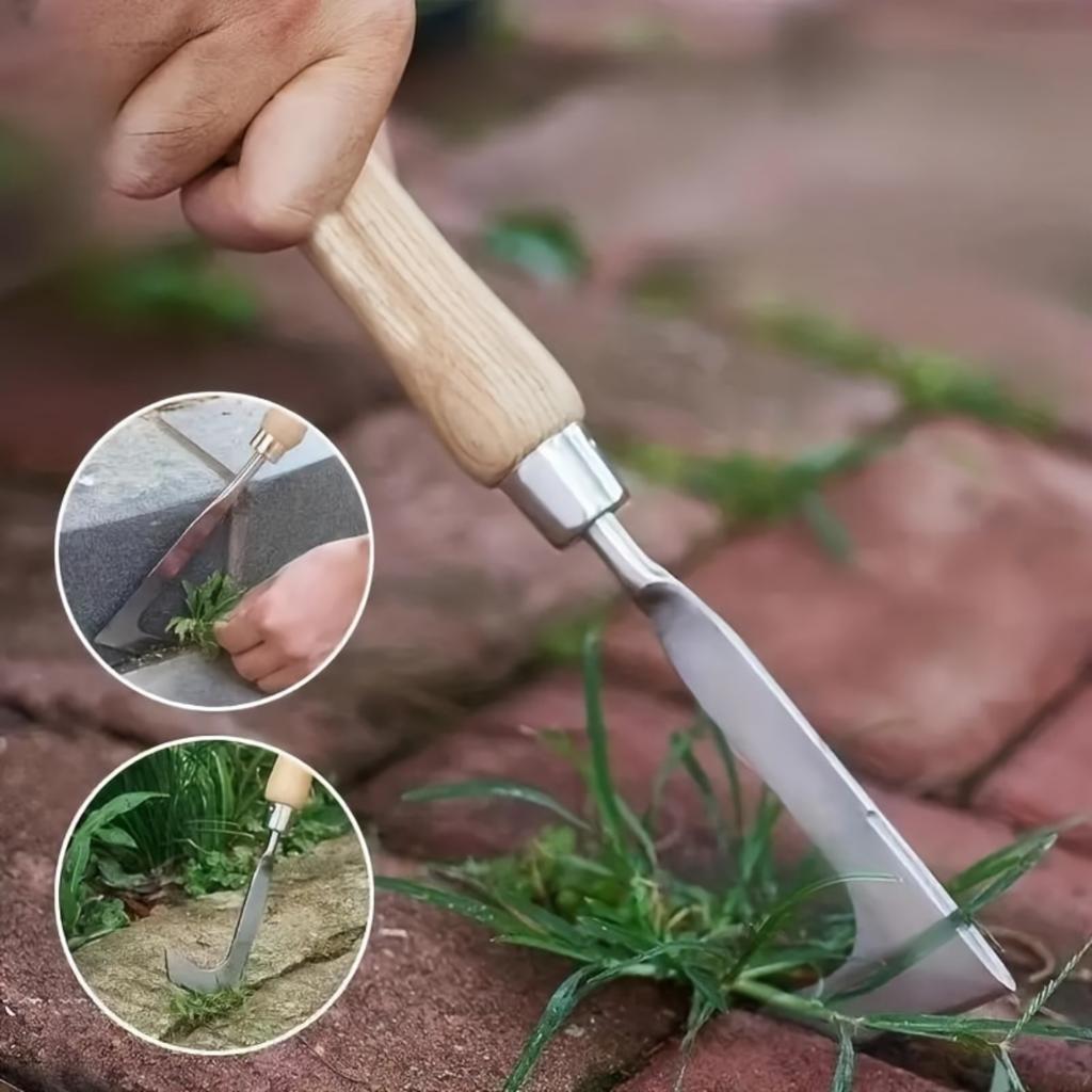 Stainless Steel Gap Weeding Tool L-Shaped Multi-Purpose Garden Hand Tool 13.5Inch For Clearing Weeds On Yard Patio Driveway