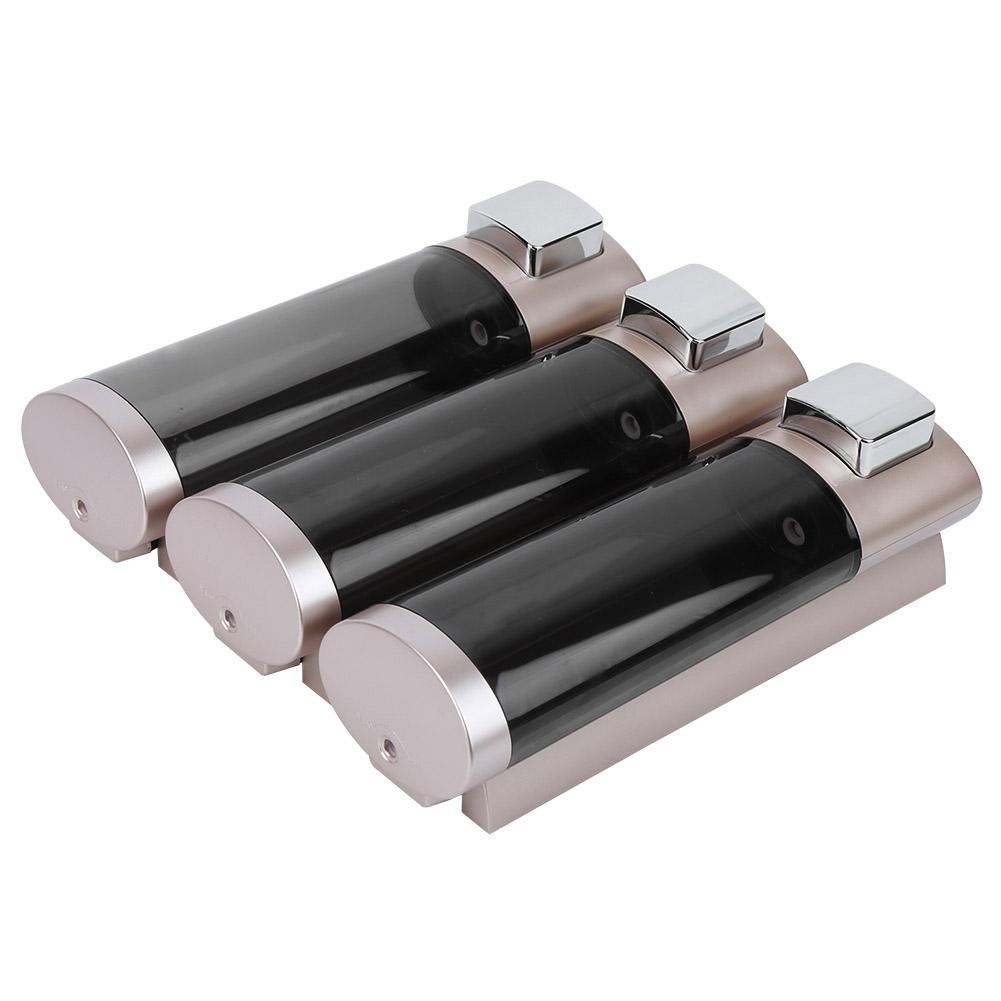 3x 200ml Manual Soap Dispenser WallMounted Three Chamber Shampoo Box Shower Gel Container