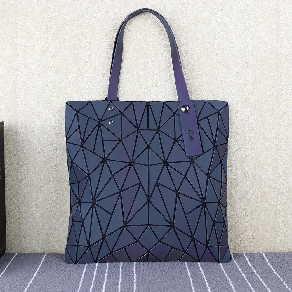 Shopping Bag Geometric Rhombus Folding Color-changing Luminous Handbag Women's Japanese Rhombus Fashion Shoulder Arm Bag