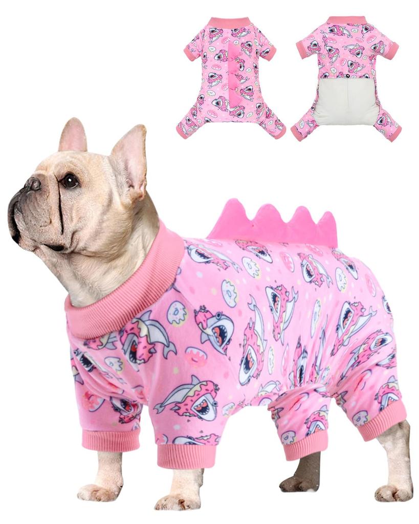 Dinosaur Costume Dog Pajamas, Stretchy Spandex Crystal Velvet Sleepwear Coat Soft Pet Outfit Clothes for All Seasons