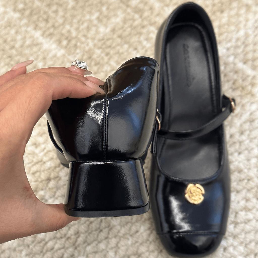 Fashion A New Retro French-style, Versatile, Thick-heeled Commuter Mary Jane Single Shoe with an Insole Height Increase of 7cm for Women