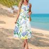 Sleeveless Maxi Dress with Scoop Neck and Floral Print Loose Fit Casual Long Dress for Women Summer Beachwear