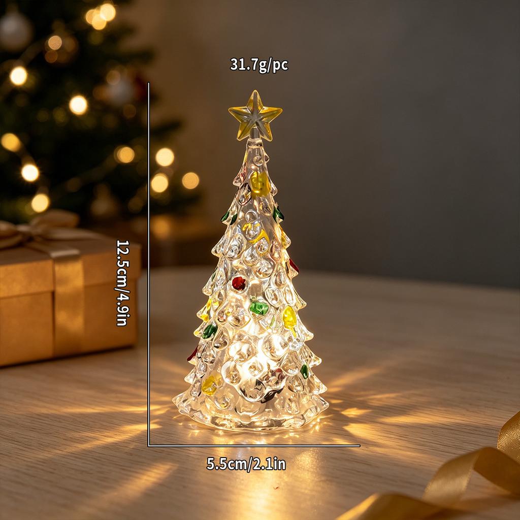 Crystal Christmas Tree Night Light Christmas Desktop Ornament Xmas Tree Lamp Christmas Gift Glow in The Dark Home Decor