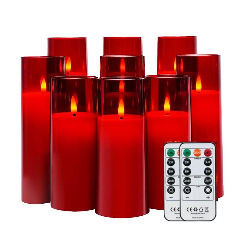 9-Pack LED Candles with 2 Remote Control Romantic Birthday Confession Proposal Decoration Acrylic LED Light Electronic Candle