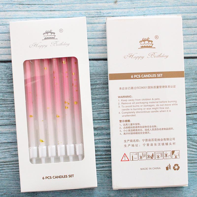 

Ins Style Gradient Gold Dot Candle Birthday Romantic Party Pink Blue Boxed Pencil Long Pole Atmosphere Candle A8 pink gold dot gradual change candle