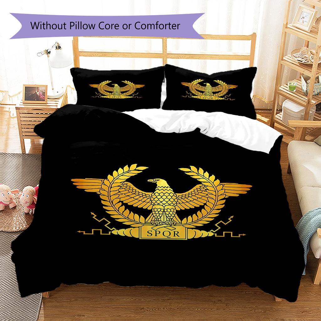 Roman SPQR Pattern Bedding,Quilt Set Quilt Cover Pillowcase Home Birthday Gift (1 * duvet cover + 2 * pillowcase, without core)