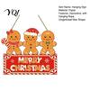 Christmas Gingerbread Man Sign Wooden Hanging for Front Door, Merry Decorative Wood Plaque with Lanyard, Holiday Wall Decoration Home Party