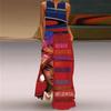 Women's V Neck Sleeveless Maxi Dress Loose Fit Elastic Waist Ethnic Vintage African Figure Print Long Dress