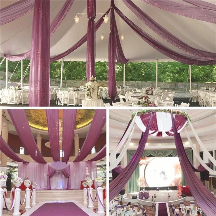 White Wedding Dress Ceiling Drapes Roof Canopy Decor Draping Fabric Chiffon Curtain for Wedding Ceremony Stage Hotel Decoration