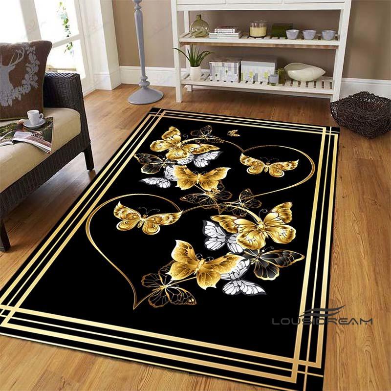 Dreamy Purple Butterfly Pattern Rugs for Living Room Bedroom Area Rugs Child Room Play Rug Cartoon 3D Printing Kids Game Mats001