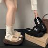 Black retro non-slip thick-soled fluffy slippers for women's outer wear 2025 new autumn and winter versatile soft-soled one-word drag shoes