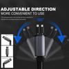 4-in-1 Digital Display Dual Ports Fast Charging Cigarette Lighter Car Charger with iP + Type-C Retractable Cable