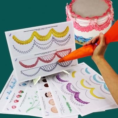 Nuovo 23 fogli di pratica per decorare torte, carta da disegno per glassa, pasta di zucchero