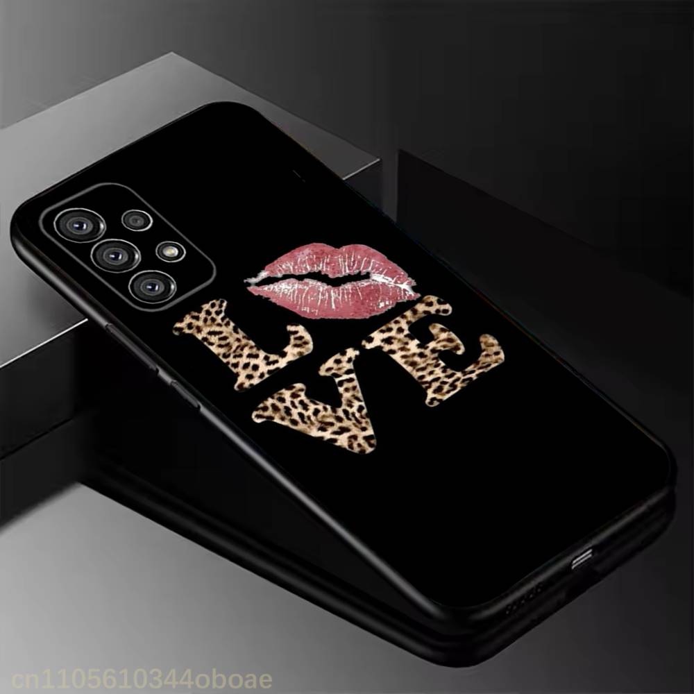 Red Lip  Phone Case For Samsung Galaxy A13,21s,22,31,32,52,53,71,80,A91 Soft Black Shell