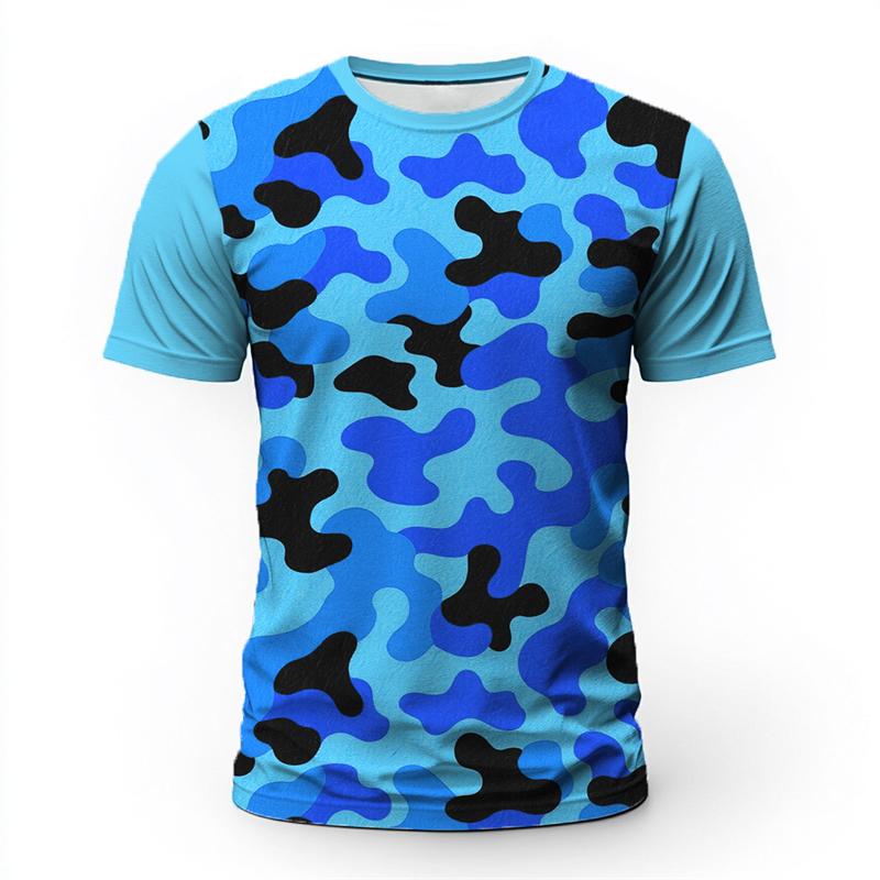 Modische Camouflage Grafik T-Shirts für Herren Sommer Locker Kurzarm 3D Gedruckte O-Ausschnitt T-Shirts Einfach Lässig Tägliche Kleidung Tees