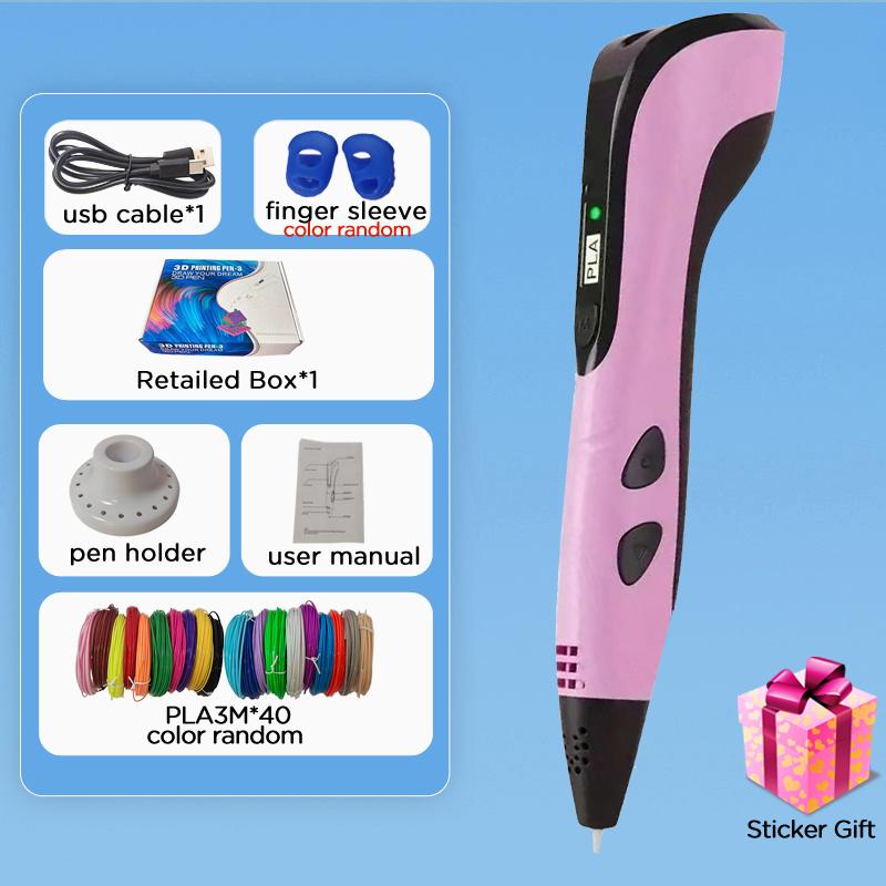 3D Kalem Çocuklar için PLA Filamentler 3D Baskı Kalemi Çocuklar DIY Çizim Kalemleri Type C Portlu Erkek Kız Noel Doğum Günü Hediyeleri