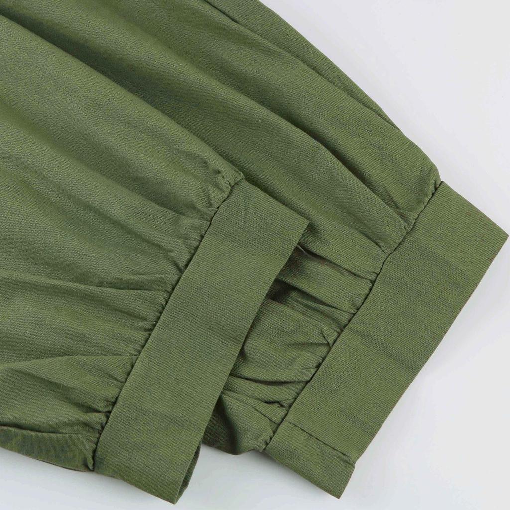 Women's Linen Two-Piece Suit Linen Suit Trousers And Three Quarten Sleeve Irregular Hem Shirts Casual Trouser Suit Round Neck Linen Blouse Loose Linen