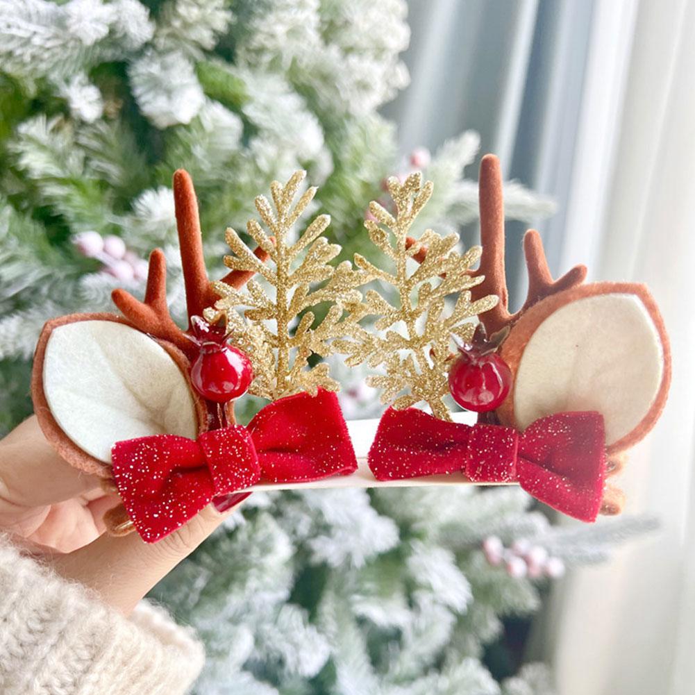 Christmas Antler Hair Clip Plush Hair Accessory Headwear Cute Barrettes Christmas Decoration Festival Gift For Women Girl