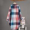 Women's Plaid Long Sleeve Sun Protection Shirt – Loose, Plus Size, Cotton Linen Jacket