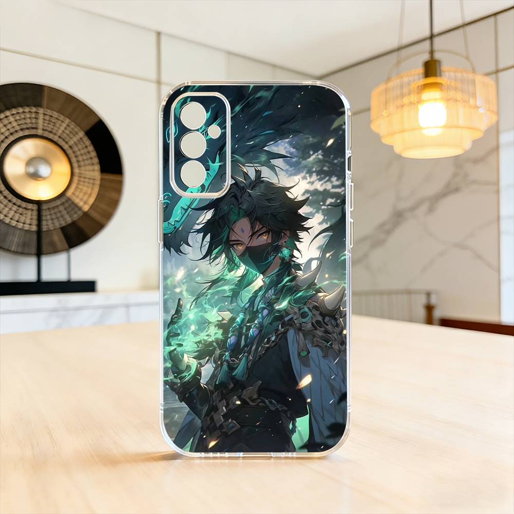 G-Genshin Impact Xiao Phone Case Transparent Silicone Soft For SamsungA10,12,20,21S,30,31,40,50,51,52,70,71