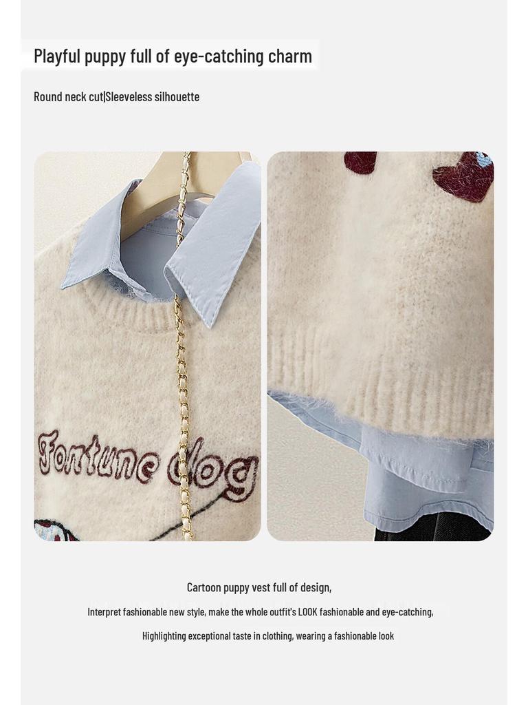 Women's Cartoon Pattern Wool Blend Pullover Vest