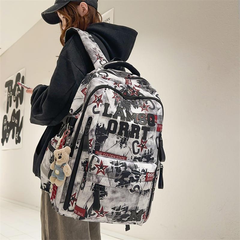 Graffiti Junior Senior High School Student Schoolbag Men's Large Capacity Computer Backpack