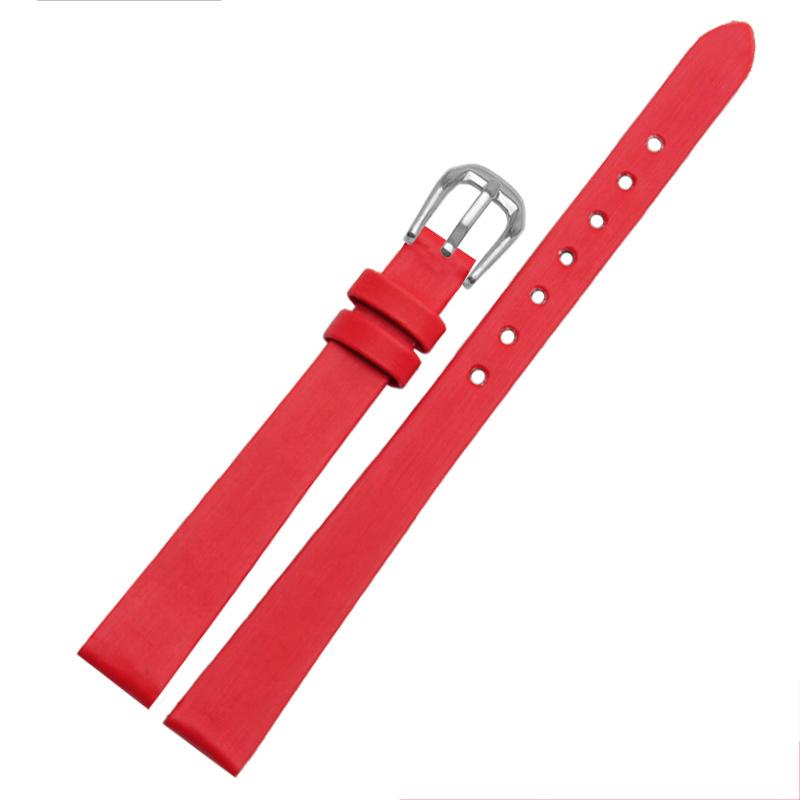 Quality Spun Silk + Genuine Leather Watchband 6mm 8mm 10mm 12mm 14mm For The Womens Wrist Watch Bracelet Red Black White Blue