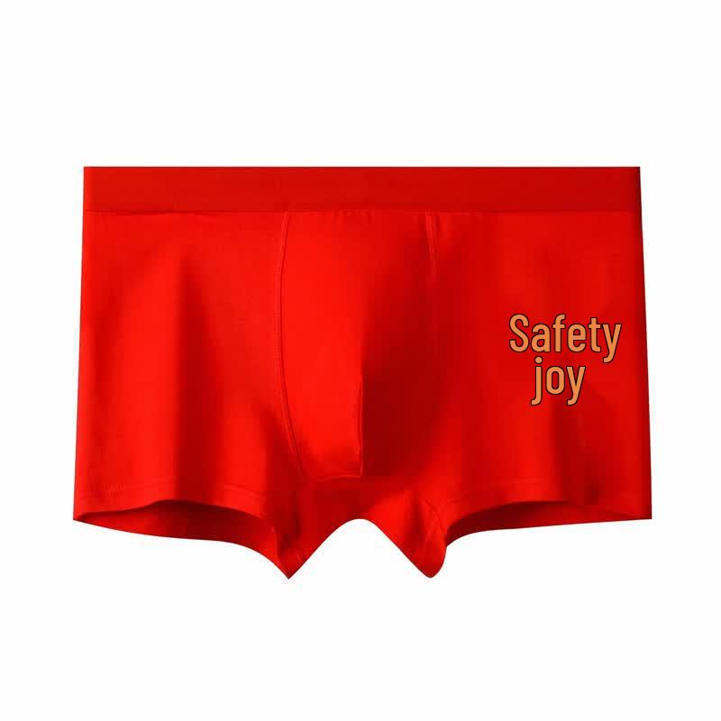 Cai Zhi Yan Men s Mid-Waist Red Boxer Briefs