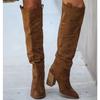 Autumn Winter Women Fashion Casual Vintage Retro Long Knee-high Cowboy Boots Square Heel Long Boots Botas De Mujer