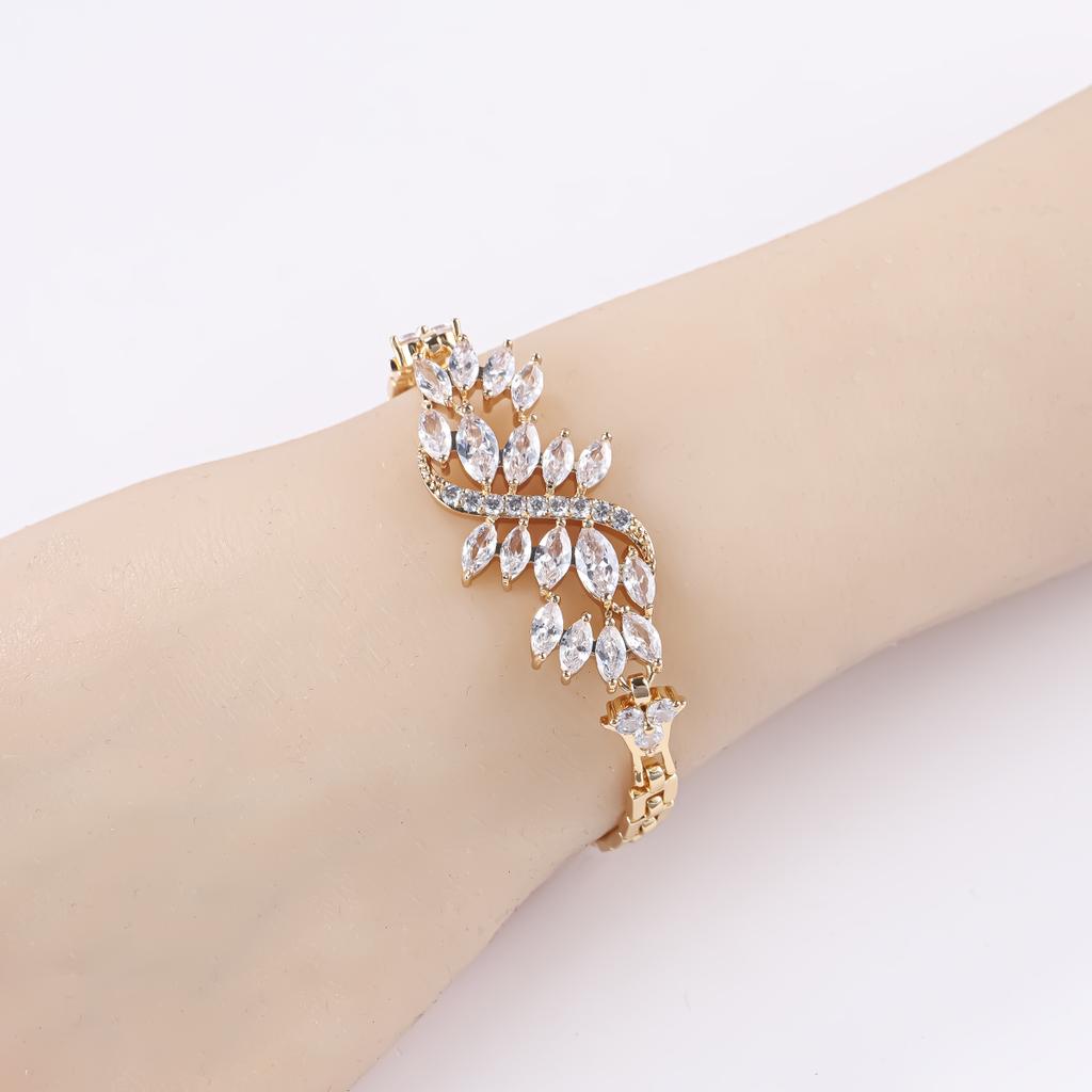 18K De Oro Gold Plated Cubic Zirconia Copper Pro Mayor Pulsera De Mujer Fashion Jewelry Custom Diamond Women Bracelet