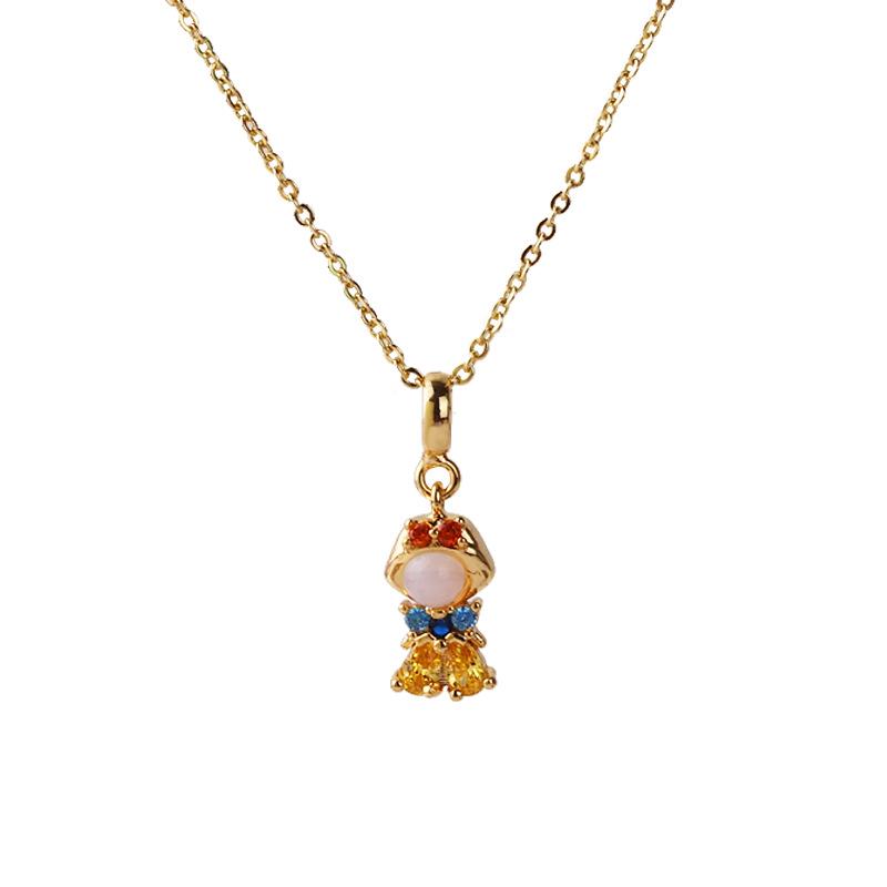 Exquisite DIY Cartoon Zircon Princess Pendant Necklace for Women