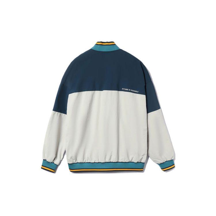 Li Ning Sports Trend Series Water-Resistant Loose Color-Block Jacket Autumn Unisex Jacket Deep-Water-Duck-Blue Antarctic-Gray AJDR383-3