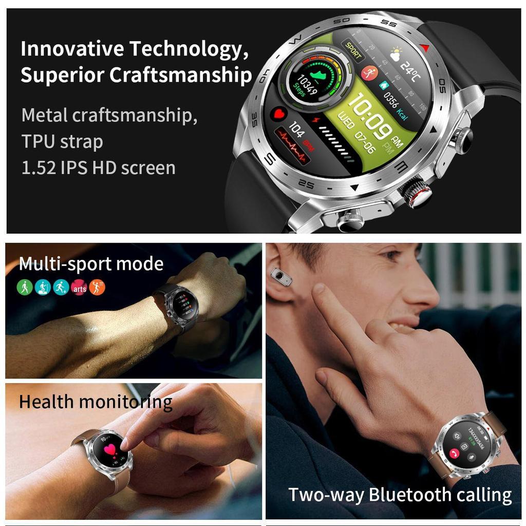 Smartwatch with TWS Bluetooth Earbuds, 1.52'' IPS Screen, Wake-Up Feature, Dual Call, AI Voice T95