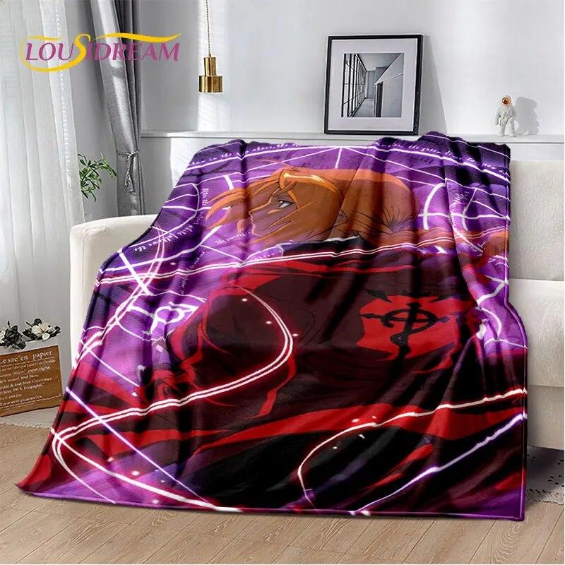 Fullmetal Alchemist Anime Cartoon Soft Plush Blanket,Flannel Blanket Throw Blanket for Living Room Bedroom Bed Sofa Picnic Cover