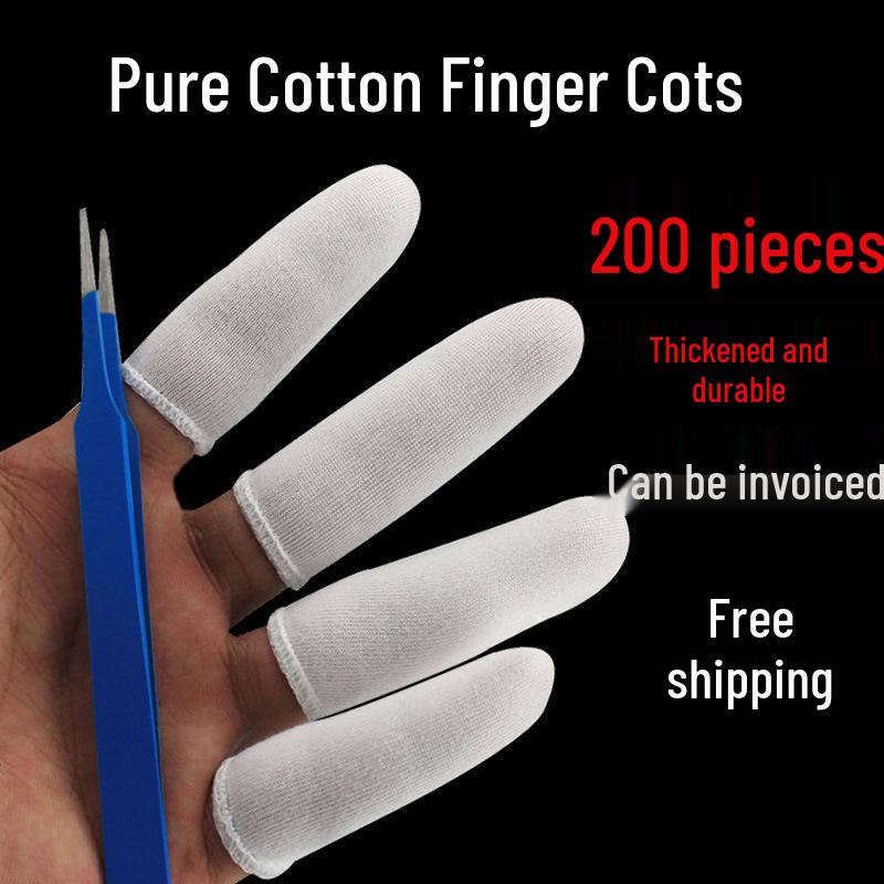 Pure Cotton Wear-Resistant Finger Protectors - Protective Transparent Finger Sleeves for Industrial Use and Cash Counting