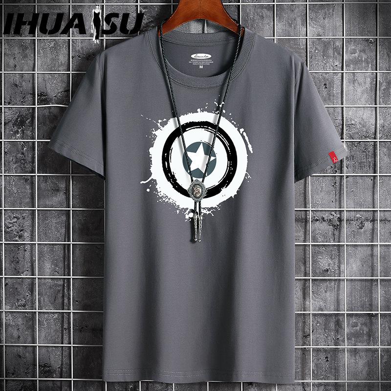 

Футболка с коротким рукавом IHUASU из хлопка, мужская модная свободная рубашка с коротким рукавом, напечатанная сострадательная рубашка XXXXXXL темно-серого