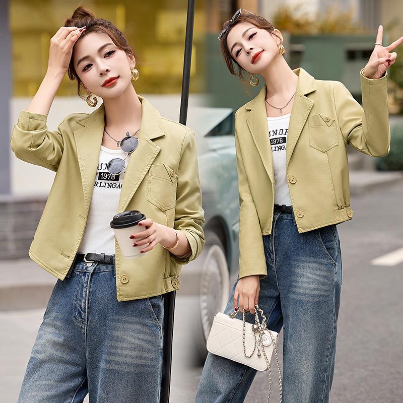 

Женская повседневная куртка из искусственной ПУ кожи с воротником-стойкой - Стиль Весна/Осень 2025 XG9958 L (55-63 kg) мятный зеленый