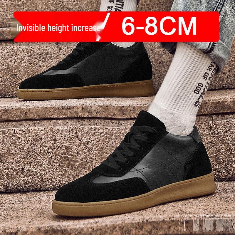 Men's Breathable Lace-up Sports Shoes, 8cm Height Increasing, Lightweight, Thick Sole, Casual Training Board Shoes