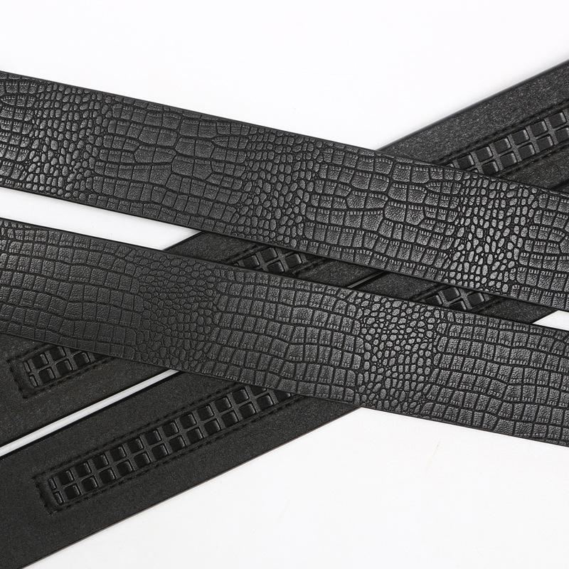 Do Not Take The Lead Belt Men'S Scratch-Resistant Automatic Buckle Medium Green Crocodile Pattern Cowhide Belt Body Damp Headless Belt