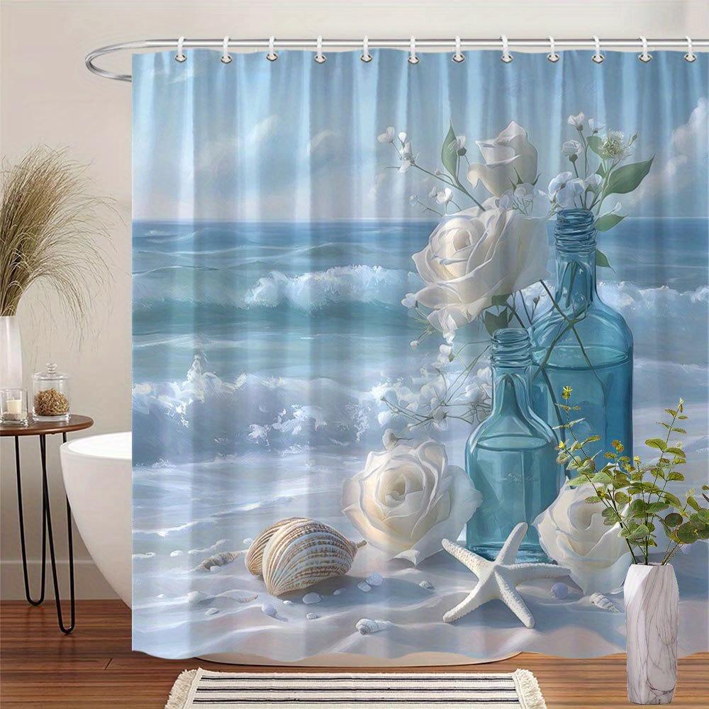 

Шторка для душа «Морское спокойствие» - Ванная комната в прибрежном стиле, Идеально для тех, кто любит дизайн в стиле пляжа и океана W90XH180cm