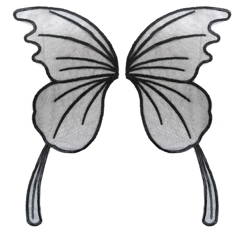 Spitzennetz-Stickerei Schmetterling-Aufkleber Beige zu Blumen transparentes Netz-Bodenstickerei DIY-Spitzenzubehör symmetrische Blumenteile