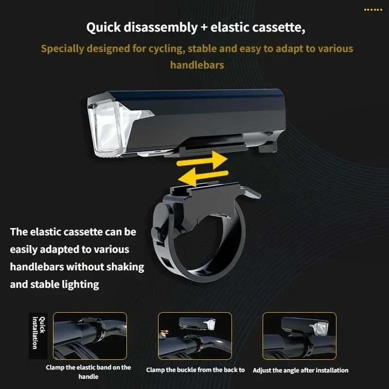 Bicycle Light 2000mAh Bike Headlight Power Bank Flashlight Handlebar USB Charging MTB Road Cycling Highlight