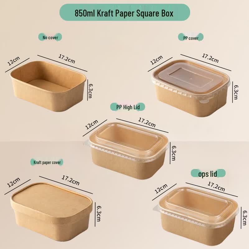 Bailide 850ml Disposable Kraft Paper Meal Boxes